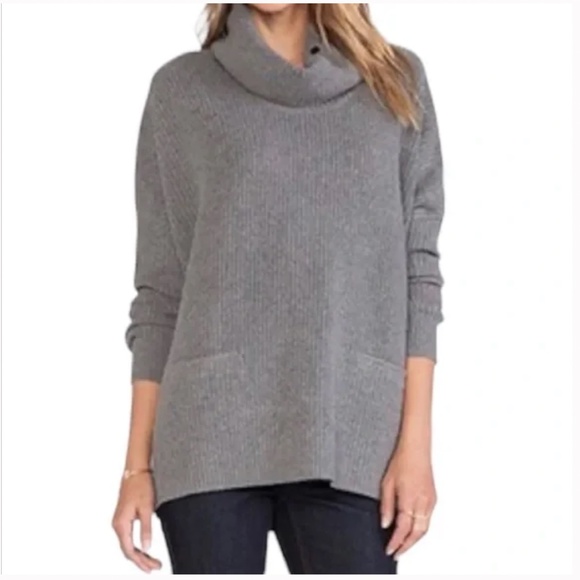 VINCE Oversized Turtleneck Wool/Yak Blend Sweater in Heather Gray NWOT/sz: XS - Picture 2 of 14